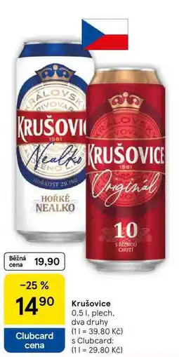 Tesco Krušovice, 0.5 l, plech nabídka