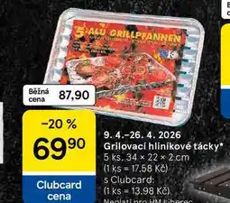 Tesco Grilovací hliníkové tácky, 5 ks. 34 x 22 x 2 cm nabídka