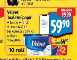 Albert Velvet Toaletní papír 3vrstvý 10 rolí nabídka