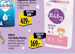 Albert Albert Cute Baby Plenky Midi 62 ks, Maxi 54 ks, Maxi+ 50 ks, Junior 46 ks nabídka