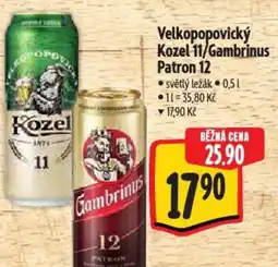 Albert Velkopopovický Kozel 11/Gambrinus Patron 12 nabídka