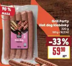 Billa Grill Party Hot dog klobásky nabídka