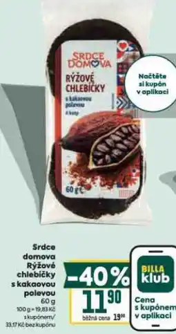 Billa Srdce domova Rýžovė chlebičky s kakaovou polevou nabídka