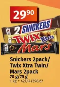 Coop Snickers 2pack/ Twix Xtra Twin/ Mars nabídka