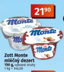 Coop Zott Monte mléčný dezert nabídka