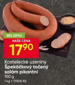 Hruška Kostelecké uzeniny Špekáčkový točený salám pikantní nabídka