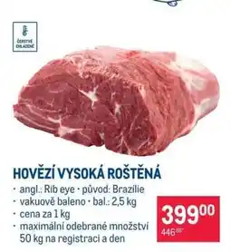 Makro Hovězí vysoká roštěná nabídka