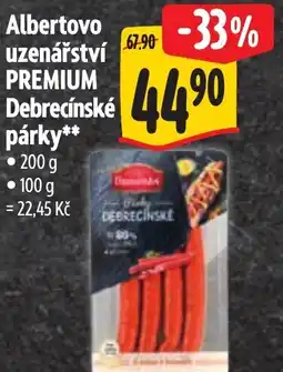 Albert Albertovo uzenářství PREMIUM Debrecínské párky nabídka
