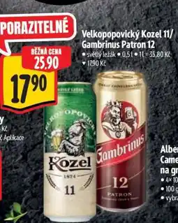Albert Velkopopovický Kozel 11 Gambrinus Patron 12 nabídka