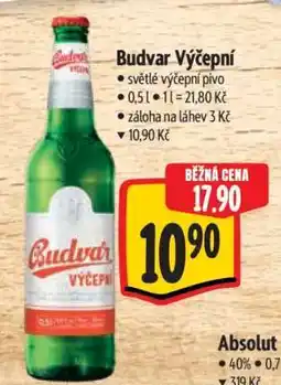Albert Budvar výčepní nabídka