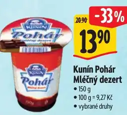 Albert Kunín Pohár Mléčný dezert nabídka