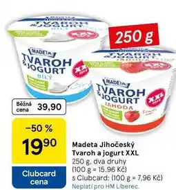 Tesco Madeta Jihočeský Tvaroh a jogurt XXL, 250 g, dva druhy nabídka