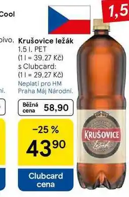 Tesco Krušovice ležák, PET, 1.5 I nabídka