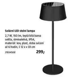 Bauhaus Solární LED stolní lampa nabídka