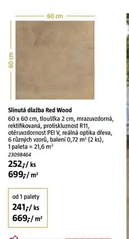 Bauhaus Slinutá dlažba Red Wood nabídka