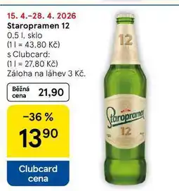 Tesco Staropramen 12, 0,5 l, sklo nabídka