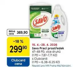 Tesco Savo Prací prostředek, 47-48 PD, více druhů nabídka