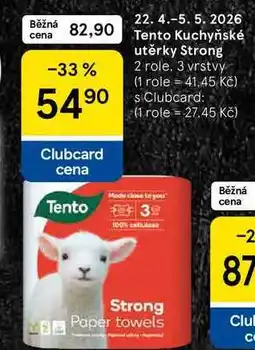 Tesco Tento kuchyňské utěrky Strong, 2 role. 3 vrstvy nabídka