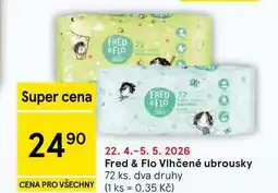 Tesco Fred & Flo Vlhčené ubrousky, 72 ks, dva druhy nabídka