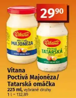 COOP TIP Vitana Poctivá Majonéza/ Tatarská omáčka nabídka