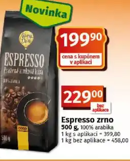 COOP TIP Espresso zrno nabídka