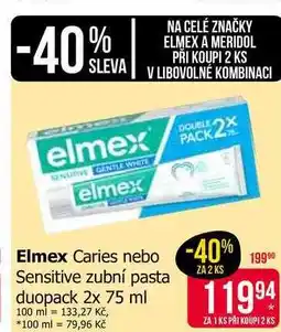 Teta Elmex Sensitive Zubní pasta 2x75ml, vybrané druhy nabídka