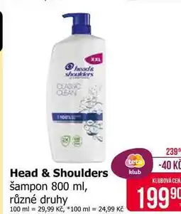 Teta Head & Shoulders šampon 800ml, vybrané druhy nabídka