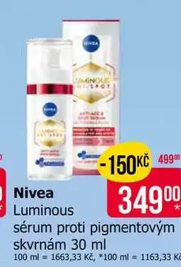 Teta Nivea Luminous sérum proti pigmentovým skvrnám nabídka