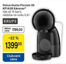 Tesco Dolce Gusto Piccolo XS KP1A3B Kávovar, tlak až 15 barů. nádoba na vodu nabídka