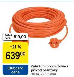 Tesco Zahradní prodlužovací přívod oranžový 30 m. 2x 1.5 mm nabídka