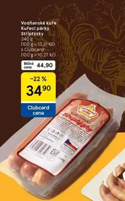 Tesco Vodňanské kuře Kuřecí párky Striptýzky nabídka