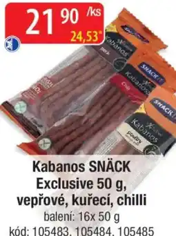 Qanto Kabanos SNÄCK Exclusive, vepřové, kuřecí, chilli nabídka