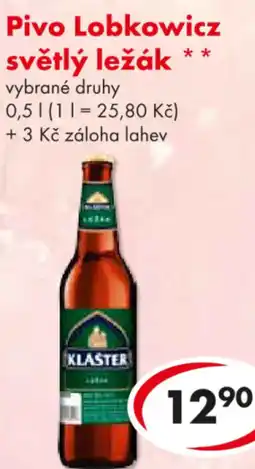 CBA Pivo Lobkowicz světlý ležák nabídka