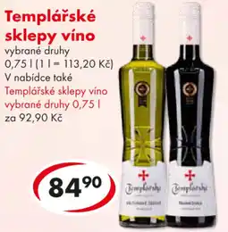 CBA Templářské sklepy víno nabídka