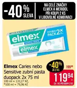 Teta Elmex Caries nebo Sensitive zubní pasta duopack 2x 75 ml nabídka
