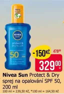 Teta Nivea Sun Protect & Dry sprej na opalování SPF 50, 200 ml nabídka