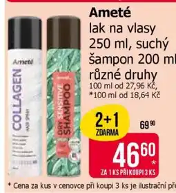 Teta Ameté lak na vlasy 250 ml, suchý šampon 200 ml nabídka