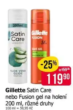 Teta Gillette Satin Care nebo Fusion gel na holení nabídka