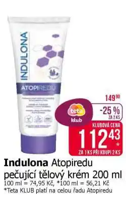 Teta Indulona Atopiredu pečující tělový krém 200 ml nabídka