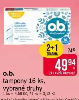 Teta o.b. tampony 16 ks, vybrané druhy nabídka