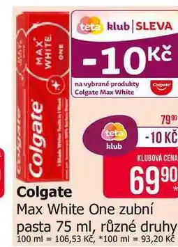 Teta Colgate Max White One zubní pasta 75 ml, různé druhy nabídka