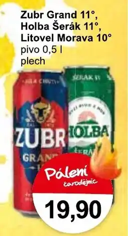 Konzum Zubr Grand 11°, Holba Šerák 11°, Litovel Morava 10° nabídka