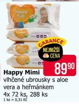 Teta Happy Mimi vlhčené ubrousky s aloe vera a heřmánkem 4x 72 ks, 288 ks nabídka