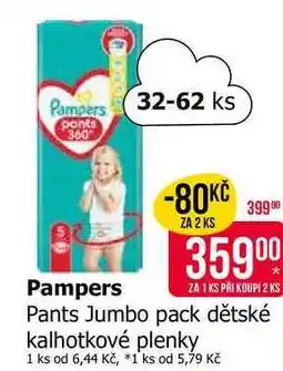 Teta Pampers Pants Jumbo pack dětské kalhotkové plenky 32-62 ks nabídka