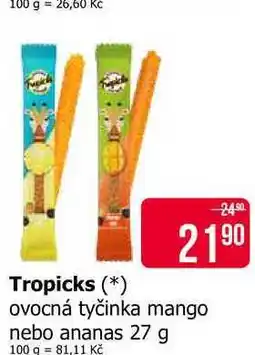Teta Tropicks ovocná tyčinka mango nebo ananas nabídka