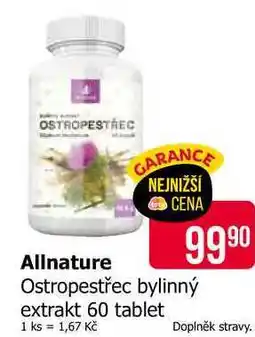 Teta Allnature Ostropestřec bylinný extrakt 60 tablet nabídka