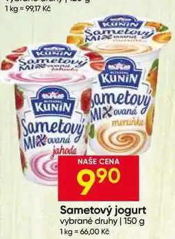 Hruška Kunín Sametový jogurt vybrané druhy nabídka