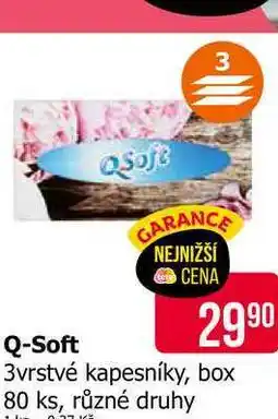 Teta Q-Soft 3vrstvé kapesníky, box 80 ks, různé druhy nabídka