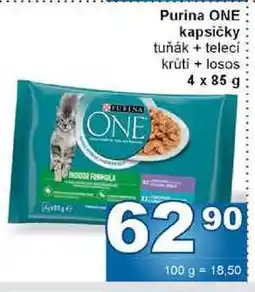 Jip JULINA ONE Purina ONE kapsičky tuňák + telecí krúti + losos 4 x 85 g nabídka
