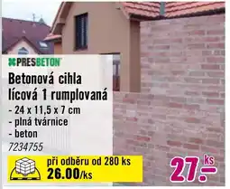 Hornbach Betonová cihla lícová 1 rumplovaná nabídka